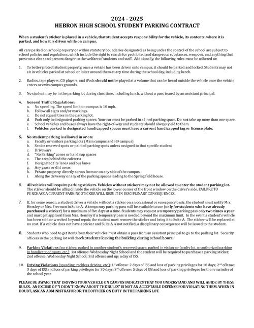 Student Parking Contract